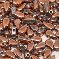 3mm x 6mm Drop Duo Bead - 2 Hole - Chalk White Capri Gold Full - 03000 -27100
