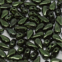 3mm x 6mm Drop Duo Bead - 2 Hole - Jet Red Luster - 23980-14495