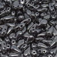 3mm x 6mm Drop Duo Bead - 2 Hole - Jet Chrome Full - 23980-27400