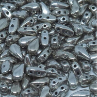 3mm x 6mm Drop Duo Bead - 2 Hole - Jet Argentic Full - 23980-27500 