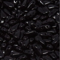 3mm x 6mm Drop Duo Bead - 2 Hole - Jet - 23980