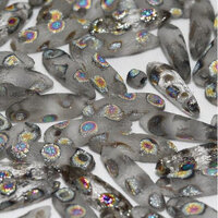 3mm x 11mm Dagger Bead - Crystal Etched Vitrail Dots - 00030-2818X