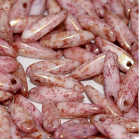 3mm x 11mm Dagger Bead - Chalk White Teracota Red - 03000-15495