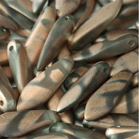 5mm x 16mm Dagger Bead - Crystal Capri Gold Stripes Matted - 00030-2717V