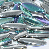 5mm x 16mm Dagger Bead - Crystal Glittery Silver - 00030-98553