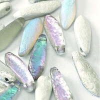 5mm x 16mm Dagger Bead - Crystal Etched Silver Rainbow - 00030-98580