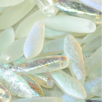 5mm x 16mm Dagger Bead - Crystal Etched Green Rainbow - 00030-98589