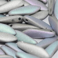 5mm x 16mm Dagger Bead - Crystal Glittery Silver Matted - 00030-98853
