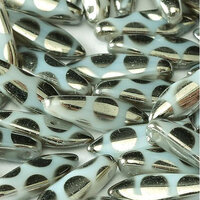 5mm x 16mm Dagger Bead - Alabaster Chrome Dots - 02010-2740A