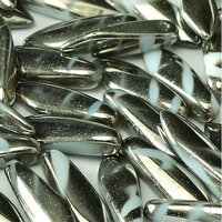 5mm x 16mm Dagger Bead - Alabaster Chrome Stripes - 02010-2740V