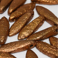 5mm x 16mm Dagger Bead - Alabaster Metallic Brass Etched - 02010-29415E