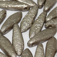 5mm x 16mm Dagger Bead - Alabaster Metallic Grey Etched - 02010-29416E