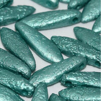 5mm x 16mm Dagger Bead - Alabaster Metallic Emerald Etched - 02010-29455E