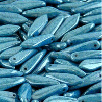 5mm x 16mm Dagger Bead - Chalk White Baby Blue Luster - 03000-14464