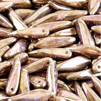 5mm x 16mm Dagger Bead - Chalk White Lila Gold Luster - 03000-15695