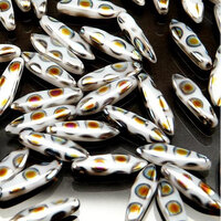 5mm x 16mm Dagger Bead - Chalk White Marea Dots - 03000-2800A