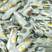 5mm x 16mm Dagger Bead - Chalk White Marea Dots Matted - 03000-2807A