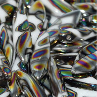 5mm x 16mm Dagger Bead - Chalk White Vitrail Stripes - 03000-2810V