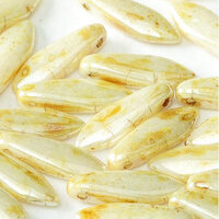 5mm x 16mm Dagger Bead - Chalk White Red Luster - 03000-65401