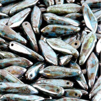 5mm x 16mm Dagger Bead - Chalk White Blue Luster - 03000-65431
