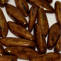 5mm x 16mm Dagger Bead - Ivory Lila Gold Luster - 13020-15695