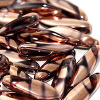 5mm x 16mm Dagger Bead - Dark Amethyst Capri Gold Stripes - 20060-2710V