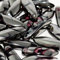 5mm x 16mm Dagger Bead - Dark Amethyst Chrome Stripes - 20060-2740V