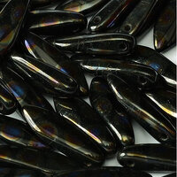 5mm x 16mm Dagger Bead - Jet Azuro Dots - 23980-2220A