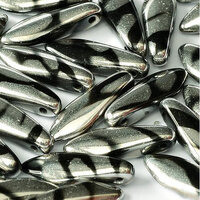 5mm x 16mm Dagger Bead - Jet Labrador Stripes - 23980-2700V