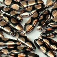 5mm x 16mm Dagger Bead - Jet Capri Gold Dots - 23980-2710A