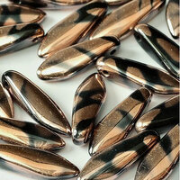 5mm x 16mm Dagger Bead - Jet Capri Gold Stripes - 23980-2710V