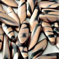 5mm x 16mm Dagger Bead - Jet Capri Gold Stripes Matted - 23980-2717V