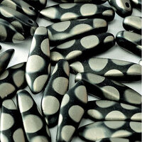 5mm x 16mm Dagger Bead - Jet Chrome Dots Matted - 23980-2747A