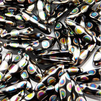 5mm x 16mm Dagger Bead - Jet Vitrail Dots - 23980-2810A