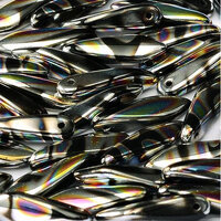 5mm x 16mm Dagger Bead - Jet Vitrail Stripes - 23980-2810V