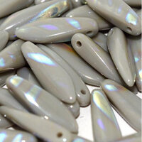 5mm x 16mm Dagger Bead - Opaque Grey AB Stripes - 43020-2870V