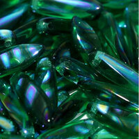 5mm x 16mm Dagger Bead - Emerald AB Stripes - 50720-2870V