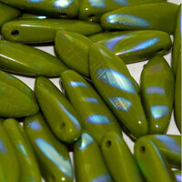 5mm x 16mm Dagger Bead - Opaque Mint Green AB Stripes - 53410-2870V