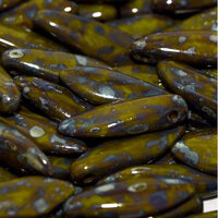 5mm x 16mm Dagger Bead - Opaque Mint Green Picasso - 53410-43400