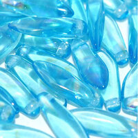5mm x 16mm Dagger Bead - Aqua AB Stripes - 60020-2870V