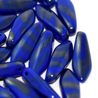 5mm x 16mm Dagger Bead - Opaque Blue Vacuum Hematite Dots - 62010-2720V