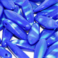 5mm x 16mm Dagger Bead - Opaque Blue AB Stripes - 62010-2870V