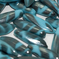 5mm x 16mm Dagger Bead - Turquoise Vacuum Hematite Stripes - 63030-2720V