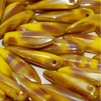 5mm x 16mm Dagger Bead - Lemon Celsian Stripes - 83120-2250V