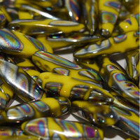 5mm x 16mm Dagger Bead - Lemon Vitrail Stripes - 83120-2810V