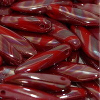 5mm x 16mm Dagger Bead - Opaque Red Celsian Stripes - 93200-2250V