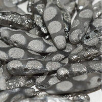 5mm x 16mm 2 Hole Dagger Bead - Crystal Etched Chrome Dots - 00030-2748A