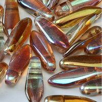 5mm x 16mm 2 Hole Dagger Bead - Crystal Brown Rainbow - 00030-98532