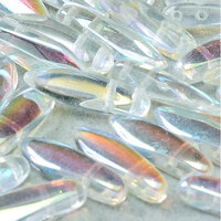 5mm x 16mm 2 Hole Dagger Bead - Crystal Green Rainbow - 00030-98539