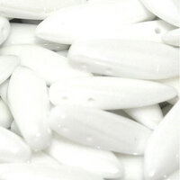 5mm x 16mm 2 Hole Dagger Bead - Chalk White Shimmer - 03000-20600